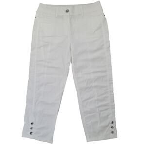 Chico’s White Cotton Slim Crop Pants Women’s Sz 0 Small Casual Summer EUC